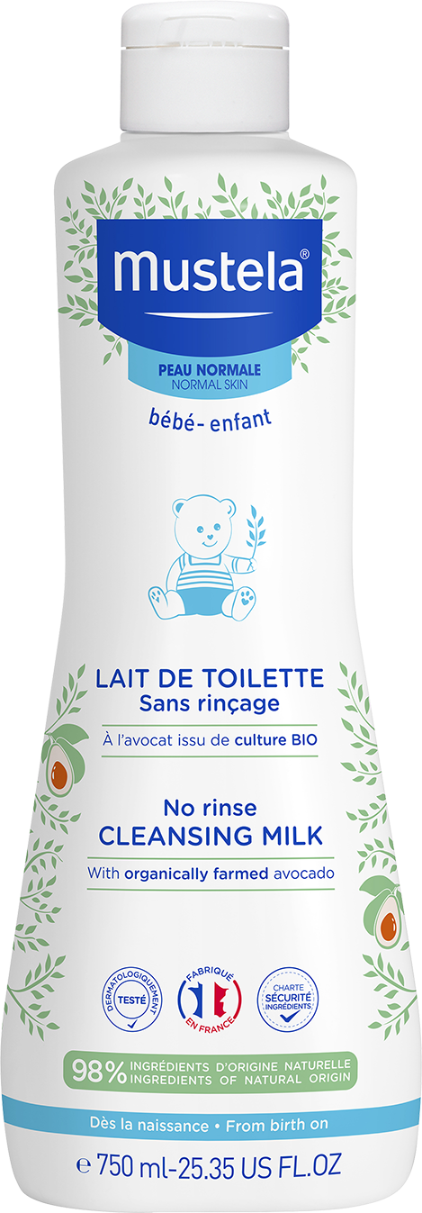 Lait de toilette sans rinçage peau normale bébé et enfant Mustela - flacon de 750 ml