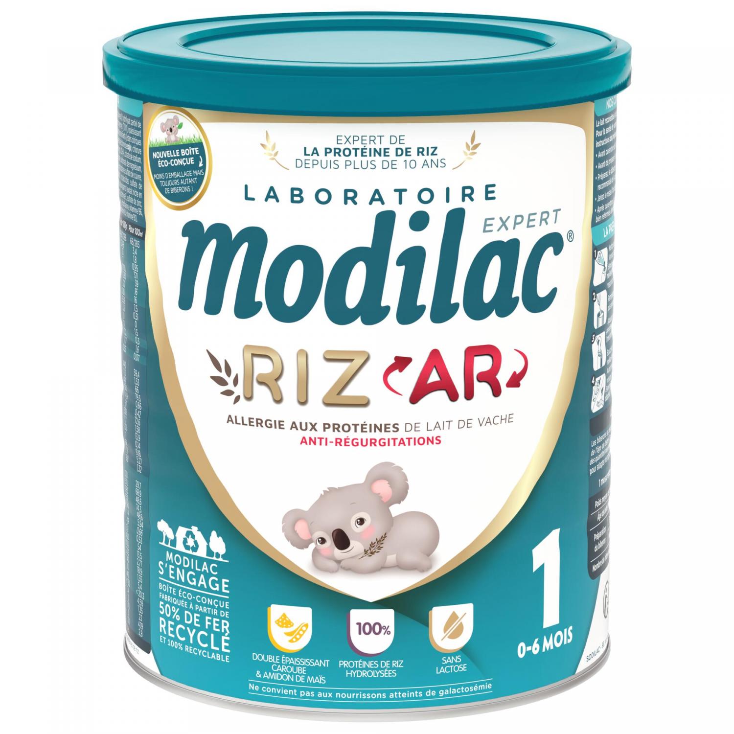 MODILAC Expert Riz AR 2 eme Age, hypoallergénique, sans lactose, lait en  poudre