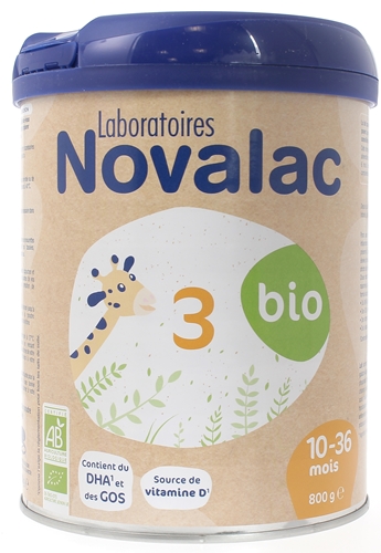 Lait en poudre 3ème âge bio Novalac - pot de 800 g