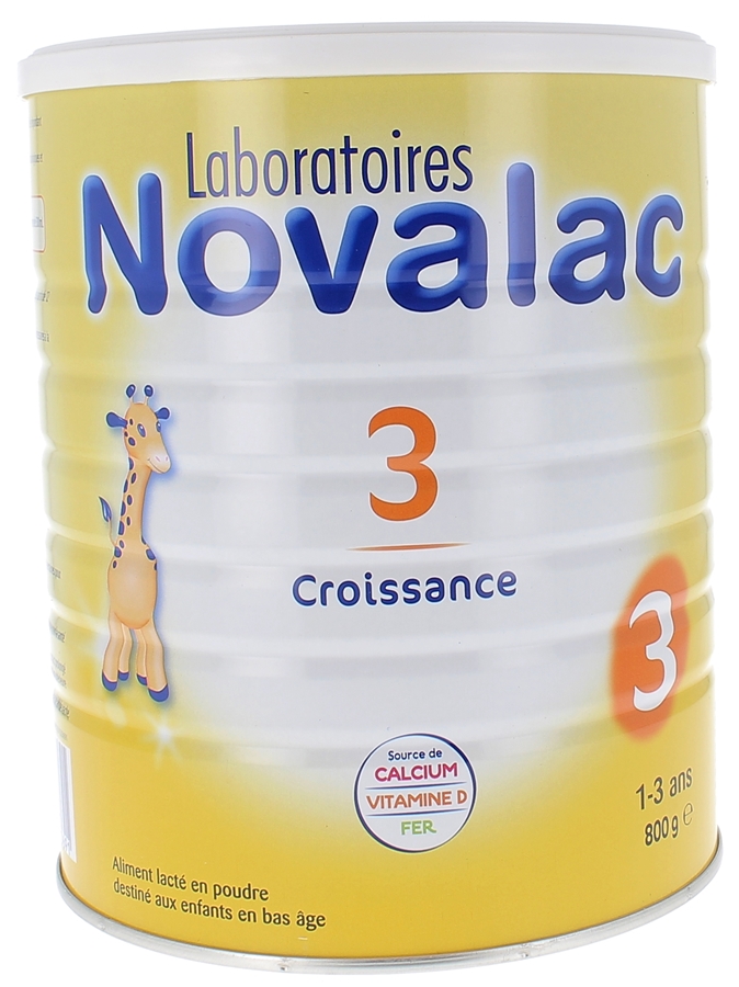 Lait en poudre Novalac 3ème âge croissance de 1 à 3 ans - pot de 800 g