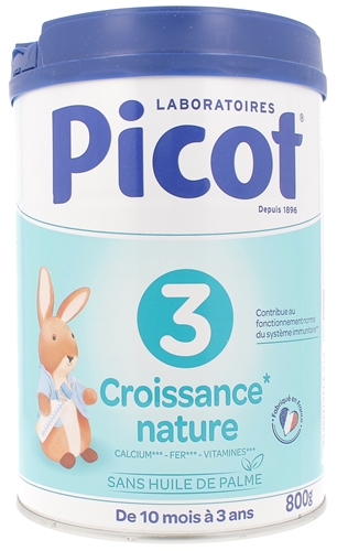 Lait poudre 3ème âge croissance nature Picot - boite de 800g