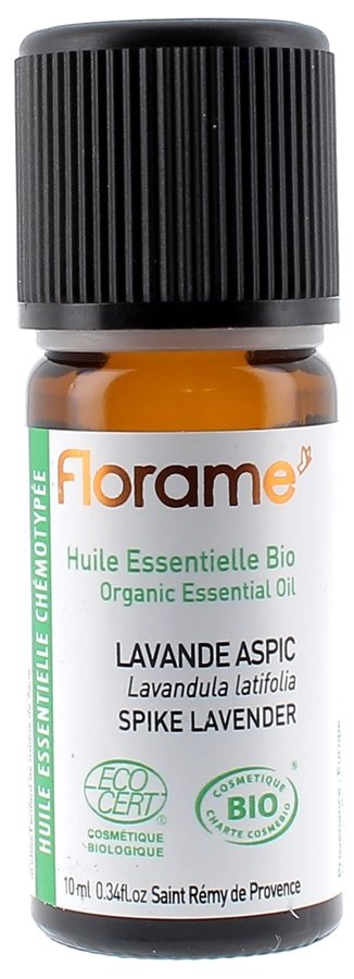 Lavande aspic huile essentielle bio Florame - flacon de 10 ml