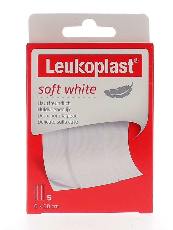 Leukoplast Soft White Pansements à découper BSN Médical - boîte de 5 pansements de 6x10cm
