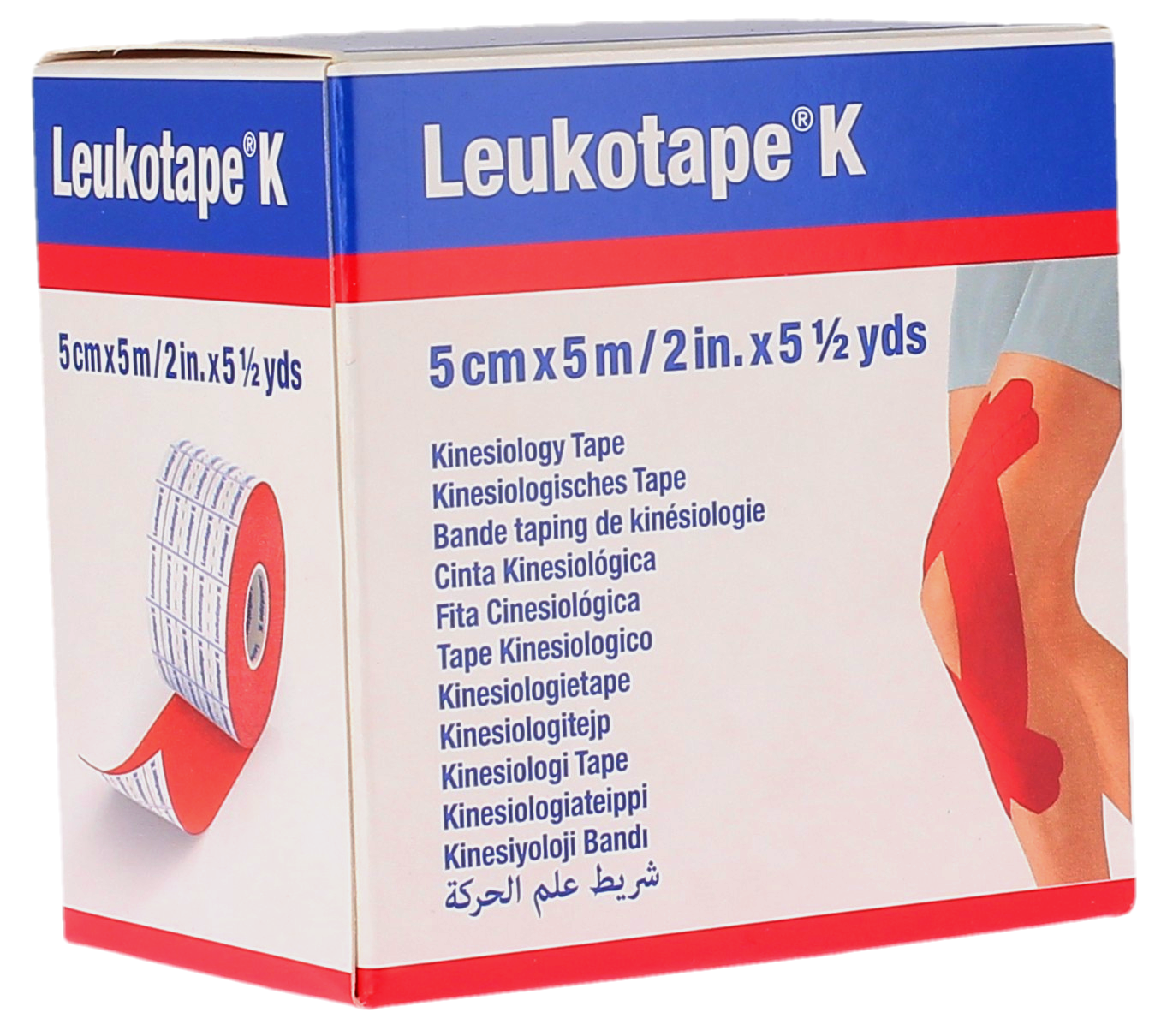 Leukotape K bande adhésive taping élastique rouge BSN médical - bande de 5cm x 5m