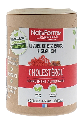 Levure de riz rouge & gugulon Cholestérol Nat&Form - pot de 60 gélules