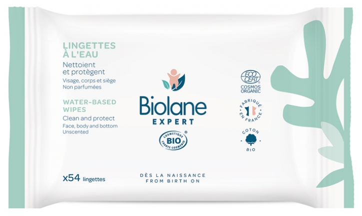 Lingettes à l'eau Biolane Expert - lingettes bébé dès la naissance