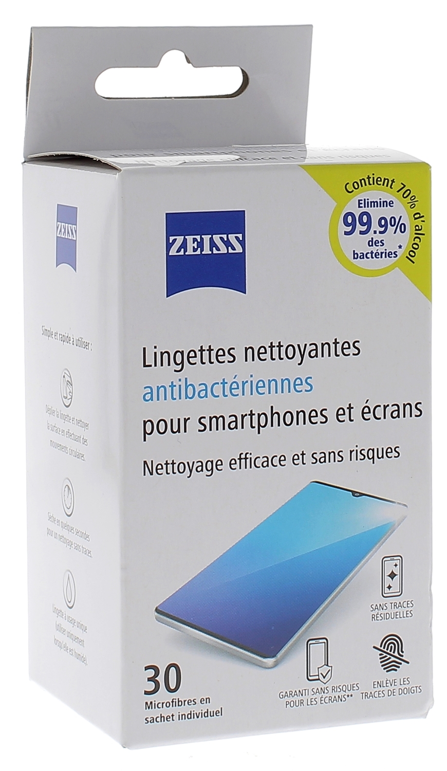 Lingettes nettoyantes antibactériennes smartphone Zeiss - boîte de 30 lingettes