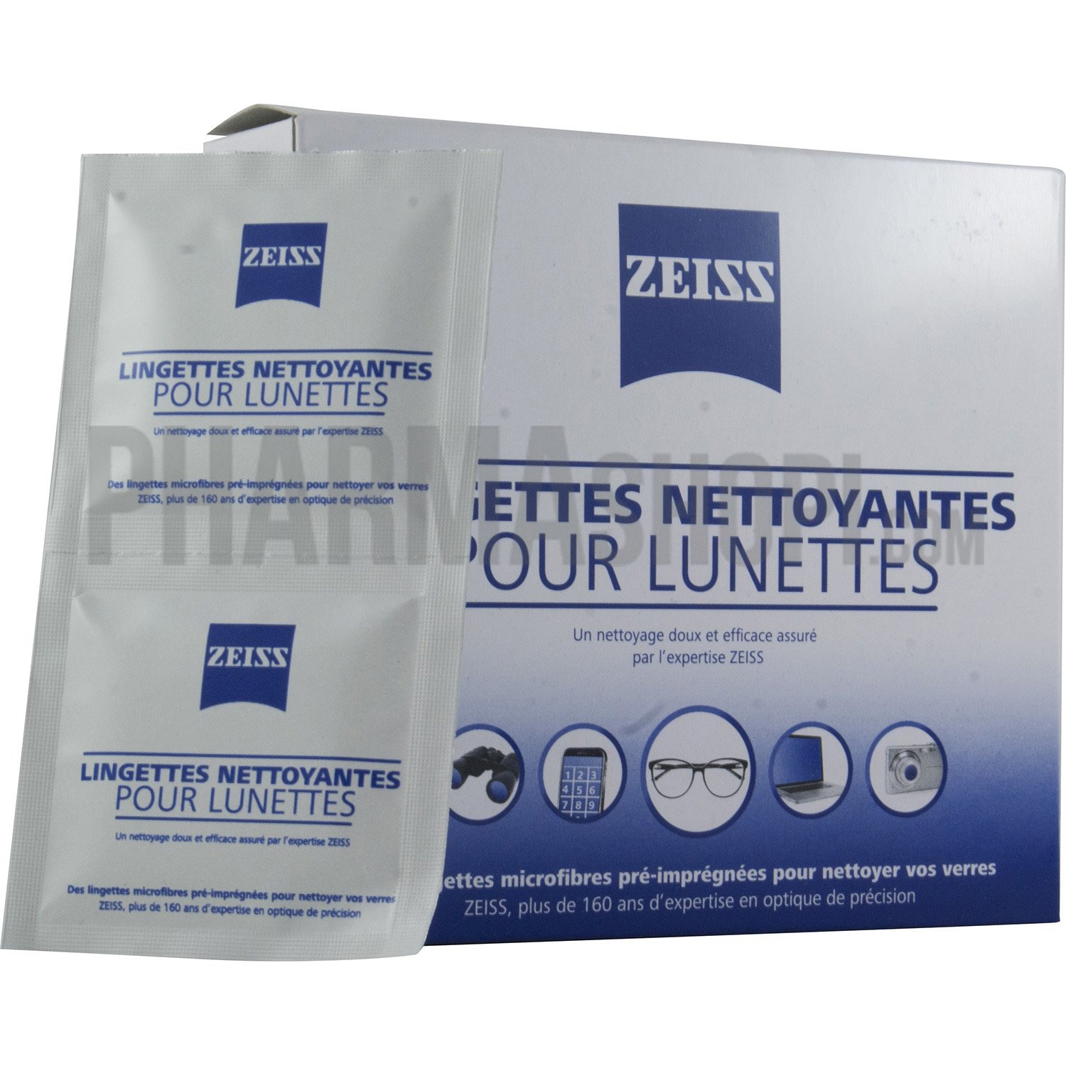 Zeiss Nettoyage sans alcool pour écrans de smartphone Lingettes nettoyantes pour smartphone 180 pièces 9 cm Blanc & Zeiss Chiffon microfibre 