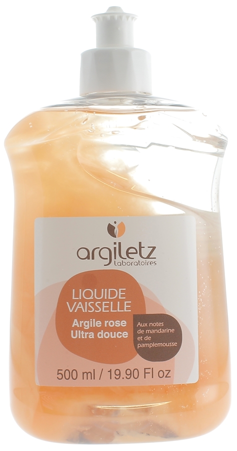 Liquide vaisselle à l'argile rose mandarine pamplemousse Argiletz - flacon de 500 ml