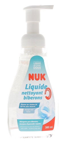 Liquide vaisselle nettoyant pour biberons et tétines NUK - flacon-pompe de 380ml