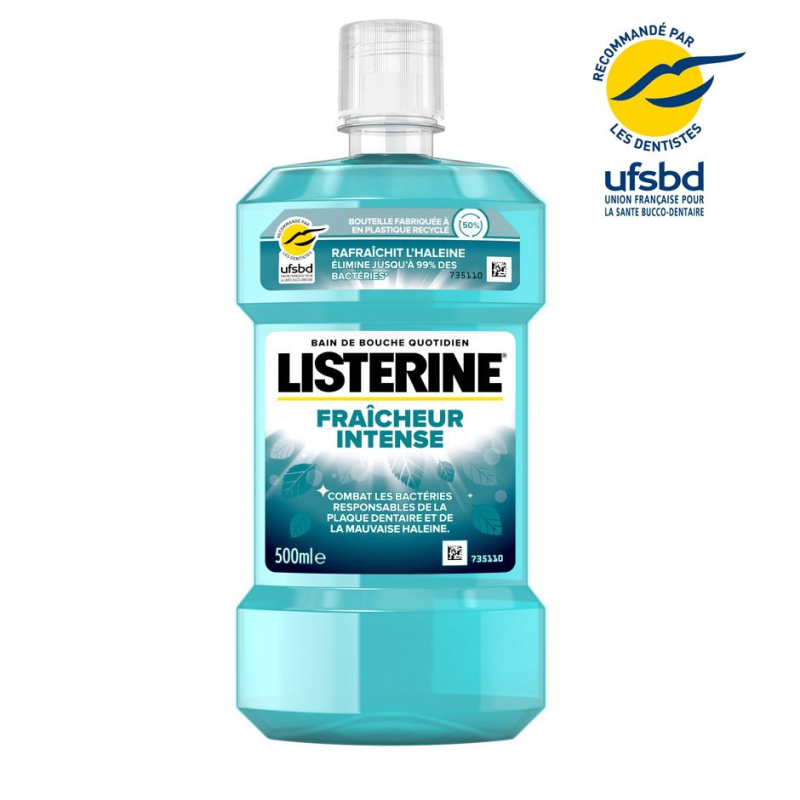 Bain de bouche quotidien fraîcheur intense Listerine - flacon de 500 ml