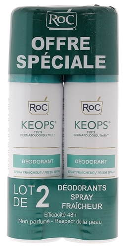 Keops Déodorant spray fraîcheur Roc - lot de 2x100 ml
