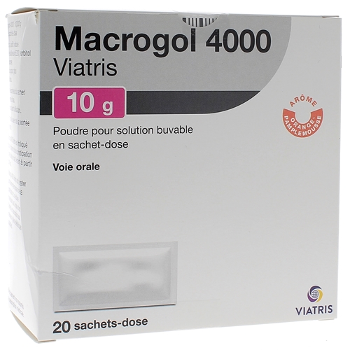 MACROGOL 4000 MYLAN 10 g, poudre pour solution buvable en sachet-dose - boite de 20 sachets