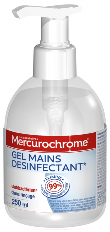 Gel mains désinfectant Mercurochrome - flacon de 250 ml