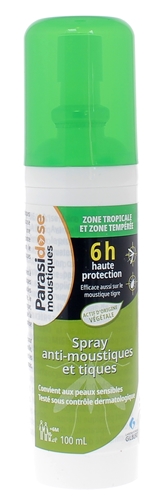 Spray anti-moustiques et tiques zone tropicale et zone tempérée Parasidose - spray de 100ml