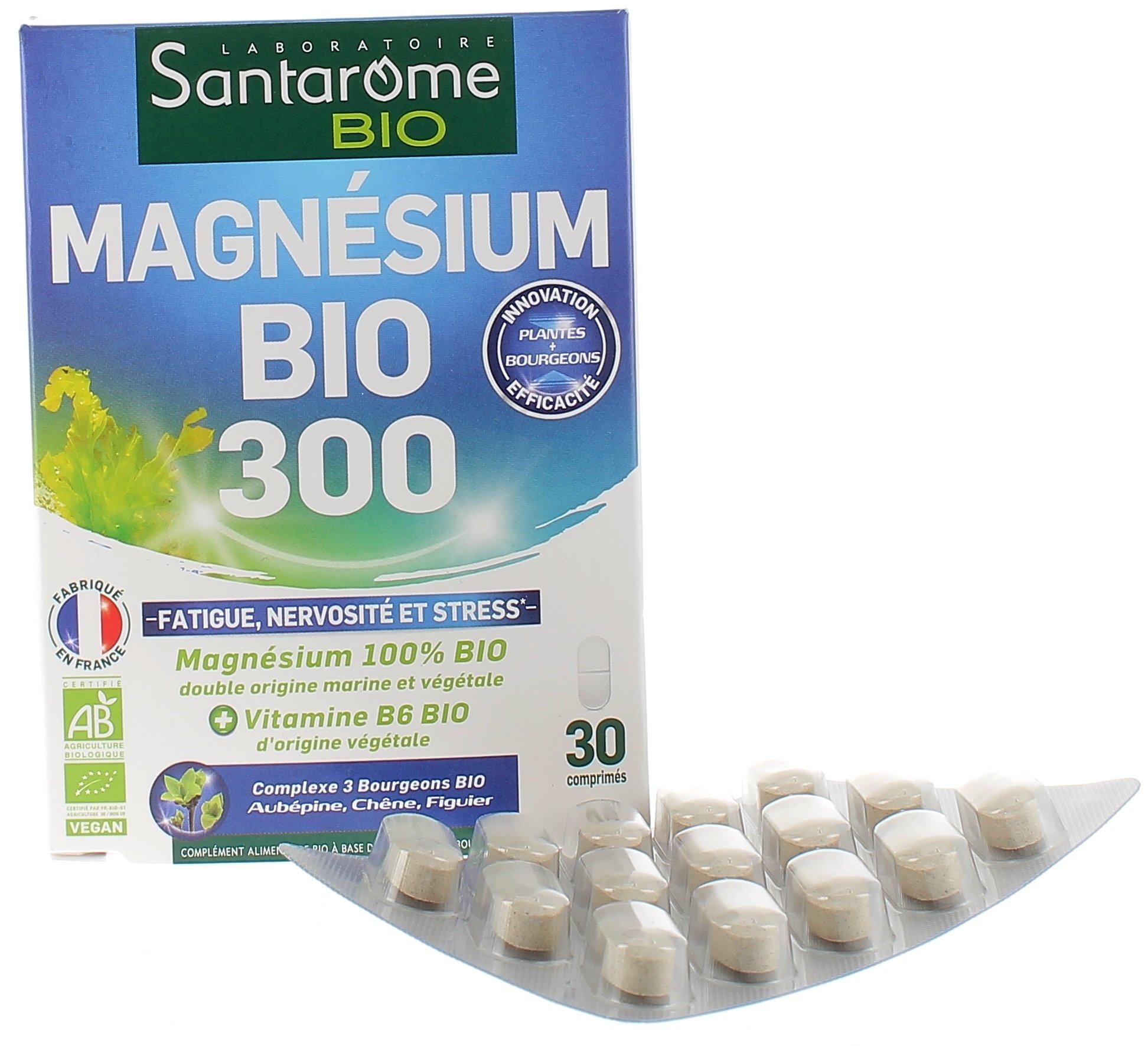 Magnésium bio 300 Santarôme - boîte de 30 comprimés
