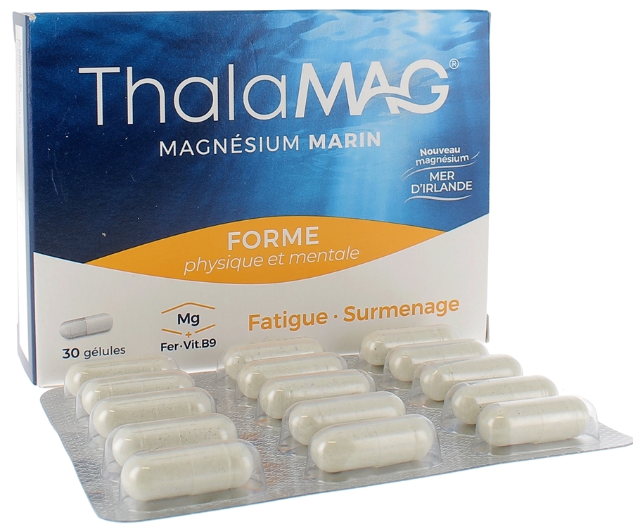 Magnésium Marin forme physique et mentale Thalamag - boîte de 30 gélules