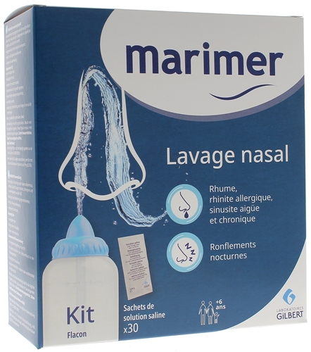 Marimer Lavage nasal kit irrigation - nettoyage nez rhume rhinite  ronflements