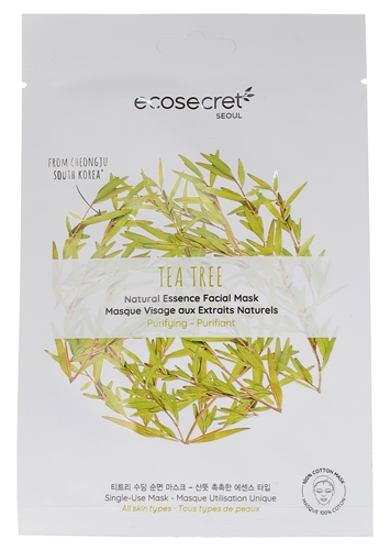 Masque visage purifiant aux extraits naturels de tea tree Eco Secret - un masque en tissu