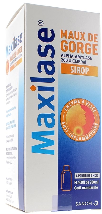 Maxilase maux de gorge alpha-amylase 200U. CEIP/ml sirop - flacon de 200 ml