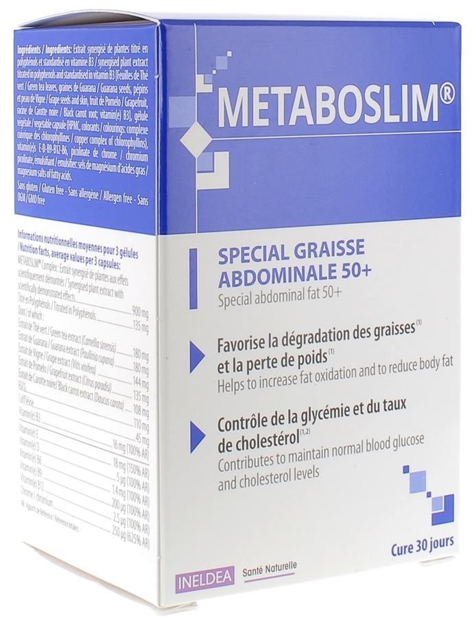 Metaboslim spécial graisse abdominale 50+ Ineldea - boite de 90 gélules végétales