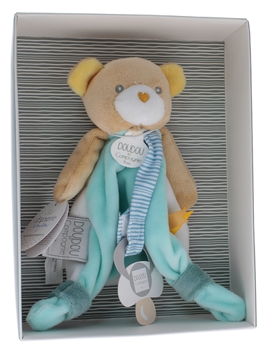 Mini doudou ours attache sucette Doudou et compagnie - idée de cadeau