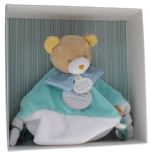 Mini doudou ours bleu Doudou et compagnie - boîte avec doudou de 20 cm