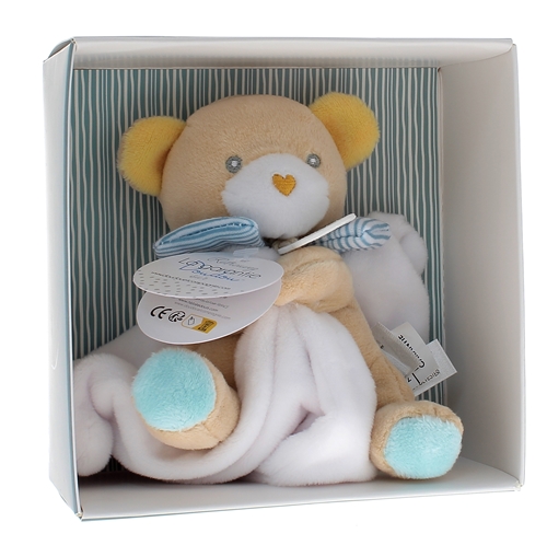Mini doudou ours mouchoir Doudou et compagnie - boîte avec doudou de 20 cm