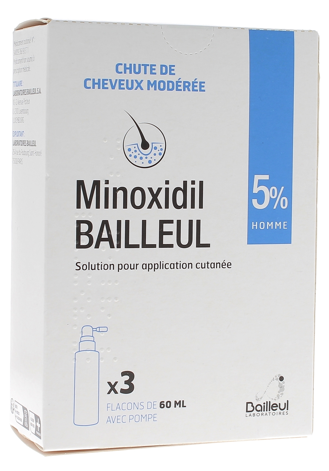 Lotion chute de cheveux Minoxidil Bailleul 5%
