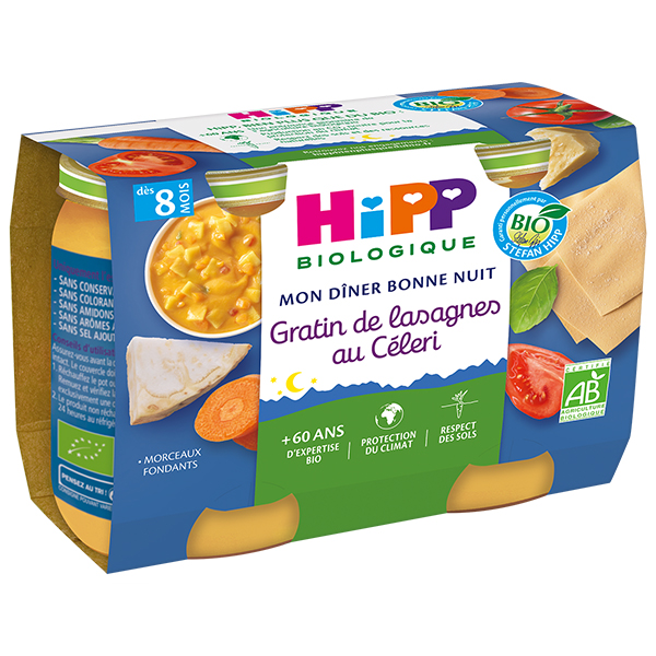 Petits pots bébé dès 8 mois risotto de légumes Bio HIPP BIOLOGIQUE : les 2  pots de 190g à Prix Carrefour