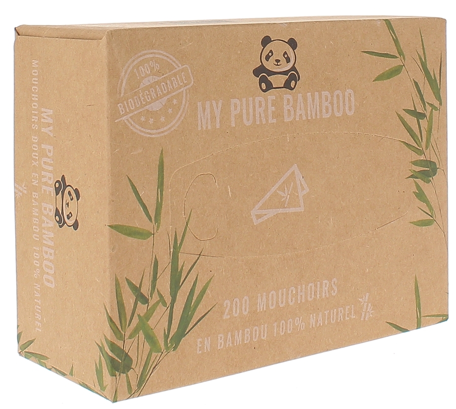 Mouchoirs doux en bambou naturel My Pure Bamboo - boite de 200 mouchoirs