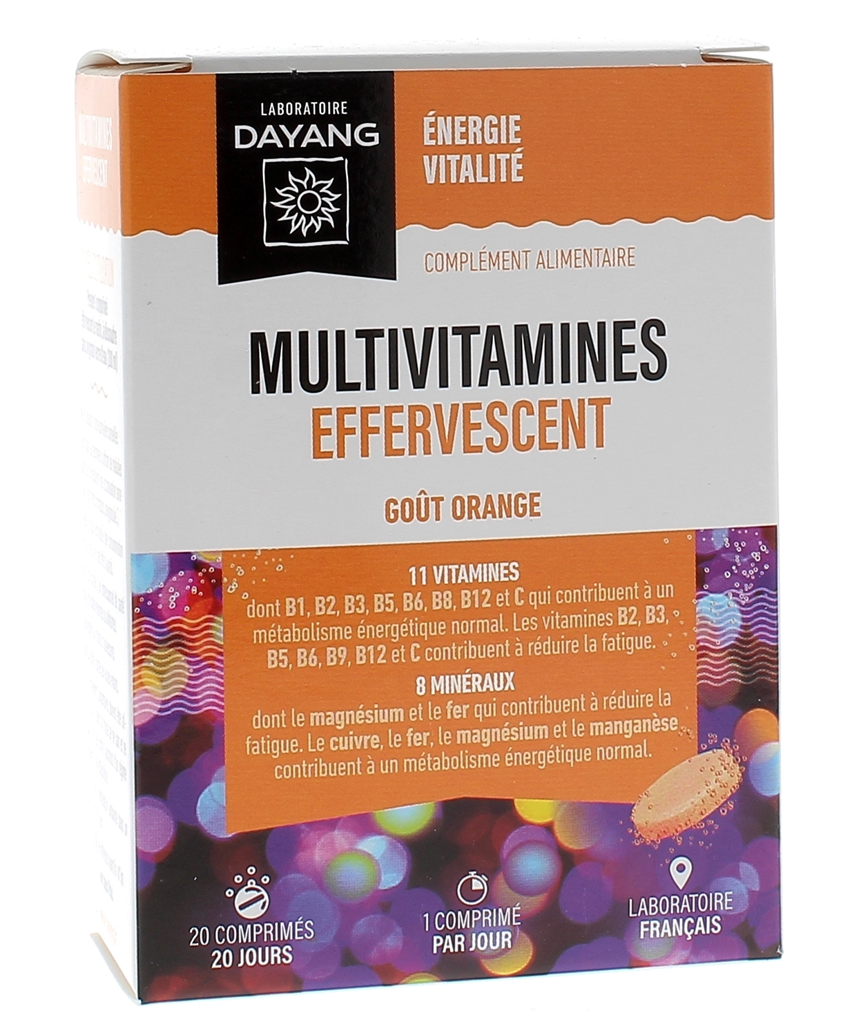 Multivitamines effervescent goût orange Dayang - boite de 20 comprimés effervescents