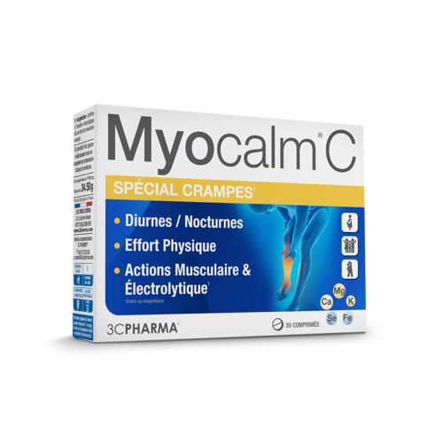 Myocalm C Crampes 3C Pharma - boîte de 30 comprimés
