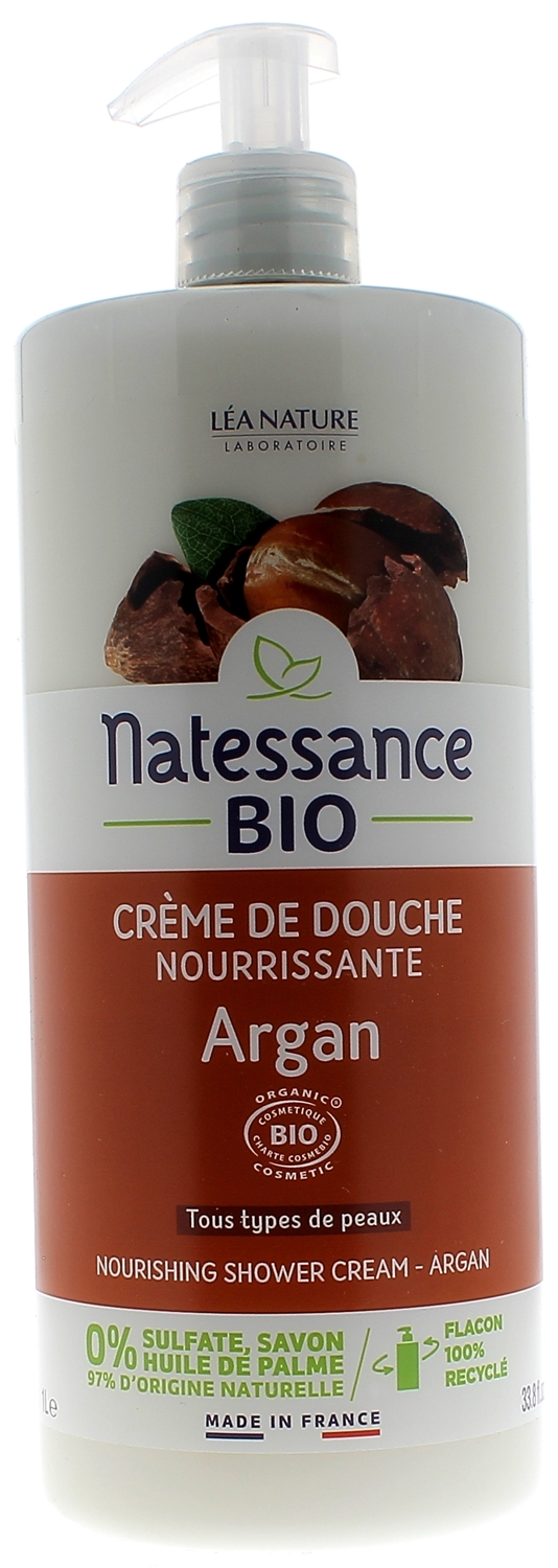Crème de douche nourrissante argan Natessance - flacon-pompe de 1L
