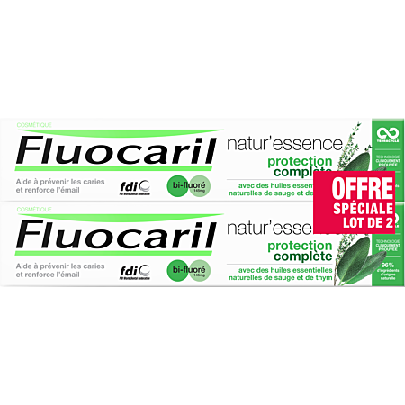 Natur'Essence Dentifrice protection complète bi-fluoré Fluocaril - offre spéciale 2 tubes de 75ml