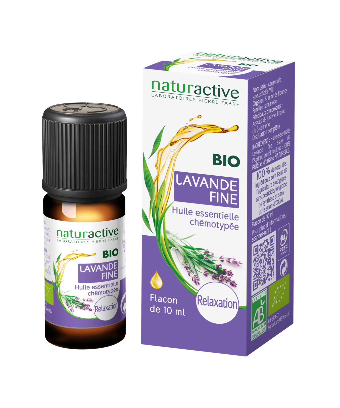 Naturactive : Huile essentielle de Lavande fine BIO, flacon de 10 ml
