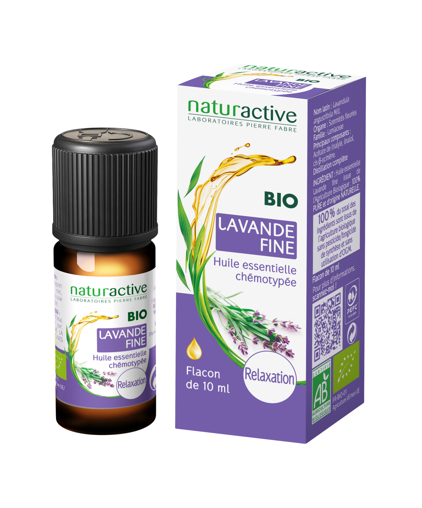 Naturactive Huile essentielle de Lavande fine BIO, flacon de 10 ml