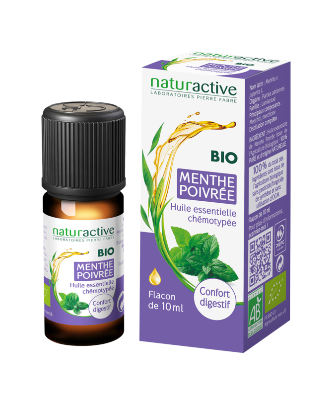 Huile essentielle de Menthe poivrée BIO Naturactive, flacon de 10 ml