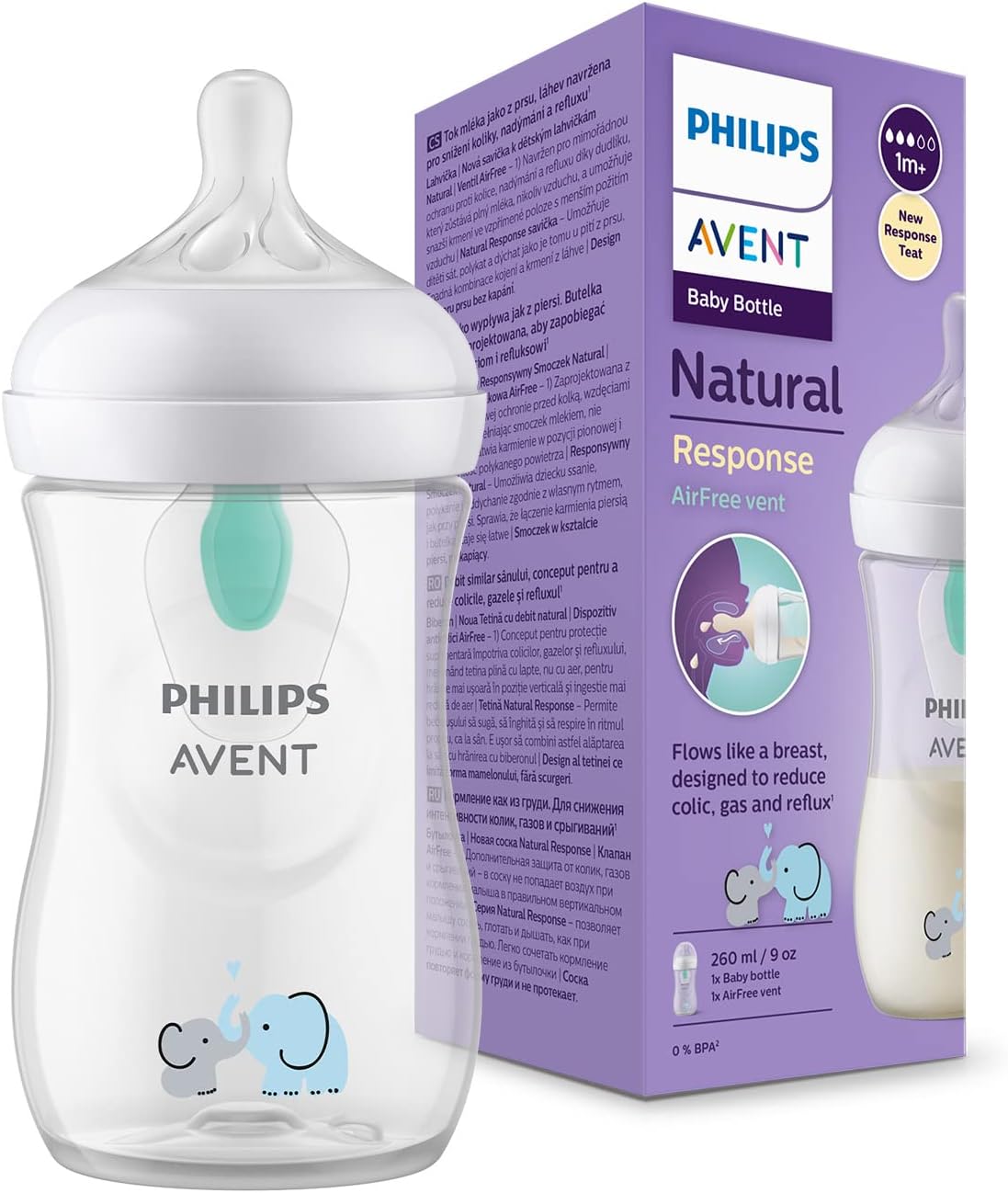 Natural Response Biberon AirFree vent +1 mois Philips - biberon de 260ml