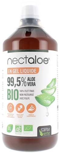 Nectaloe Aloe Vera 99,5% en gel liquide bio Santé Verte - bouteille de 1 litre