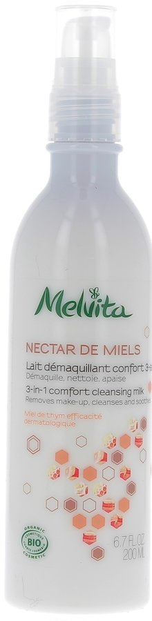 Nectar de miels lait démaquillant confort 3-en-1 Melvita - Flacon de 200 ml