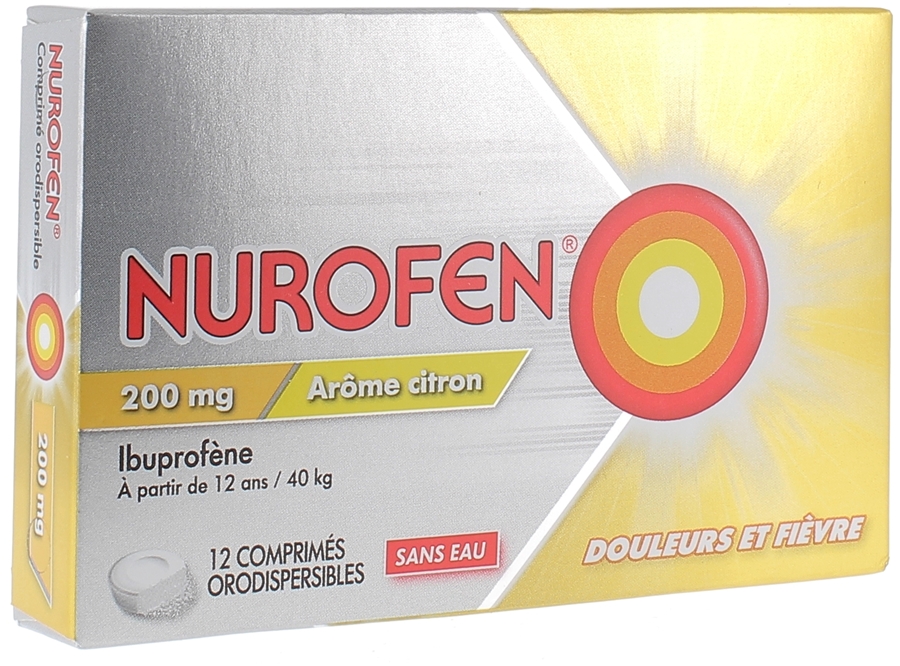 Nurofen 200 mg comprimé orodispersible arôme citron - boite de 12 comprimés