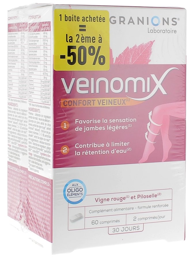 Offre Granions veinomix - lot de 2 boîtes de 60 comprimés