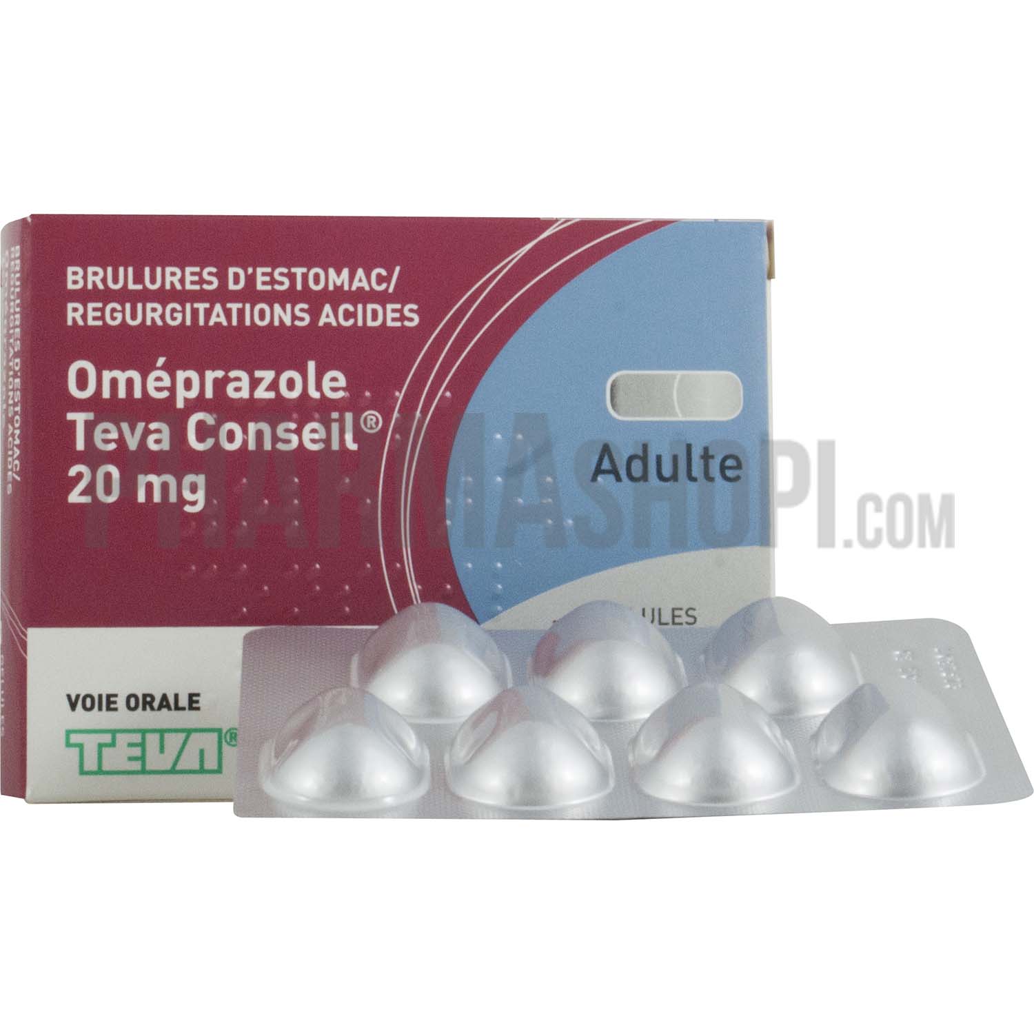 Oméprazole 20 mg Teva conseil - boite de 7 gélules