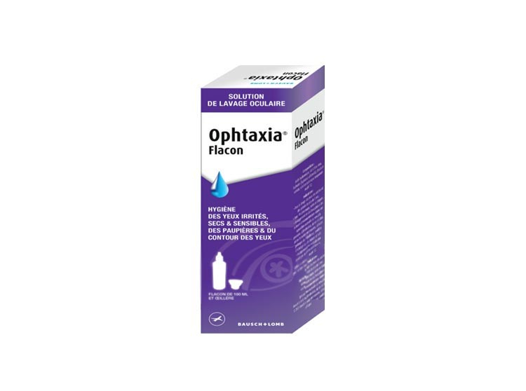 Ophtaxia solution de lavage oculaire Bausch & Lomb - flacon de 120 ml et oeillère