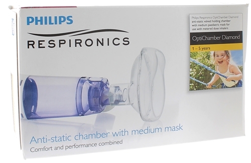 OptiChamber Diamond Chambre d’inhalation avec masque 1-5 ans Philips - une pièce
