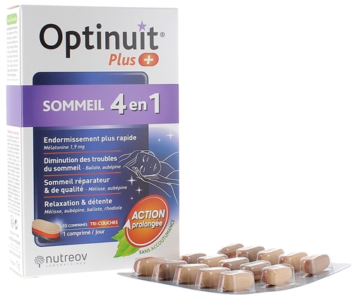 Optinuit Plus Sommeil 4 en 1 Nutreov - boîte de 15 comprimés