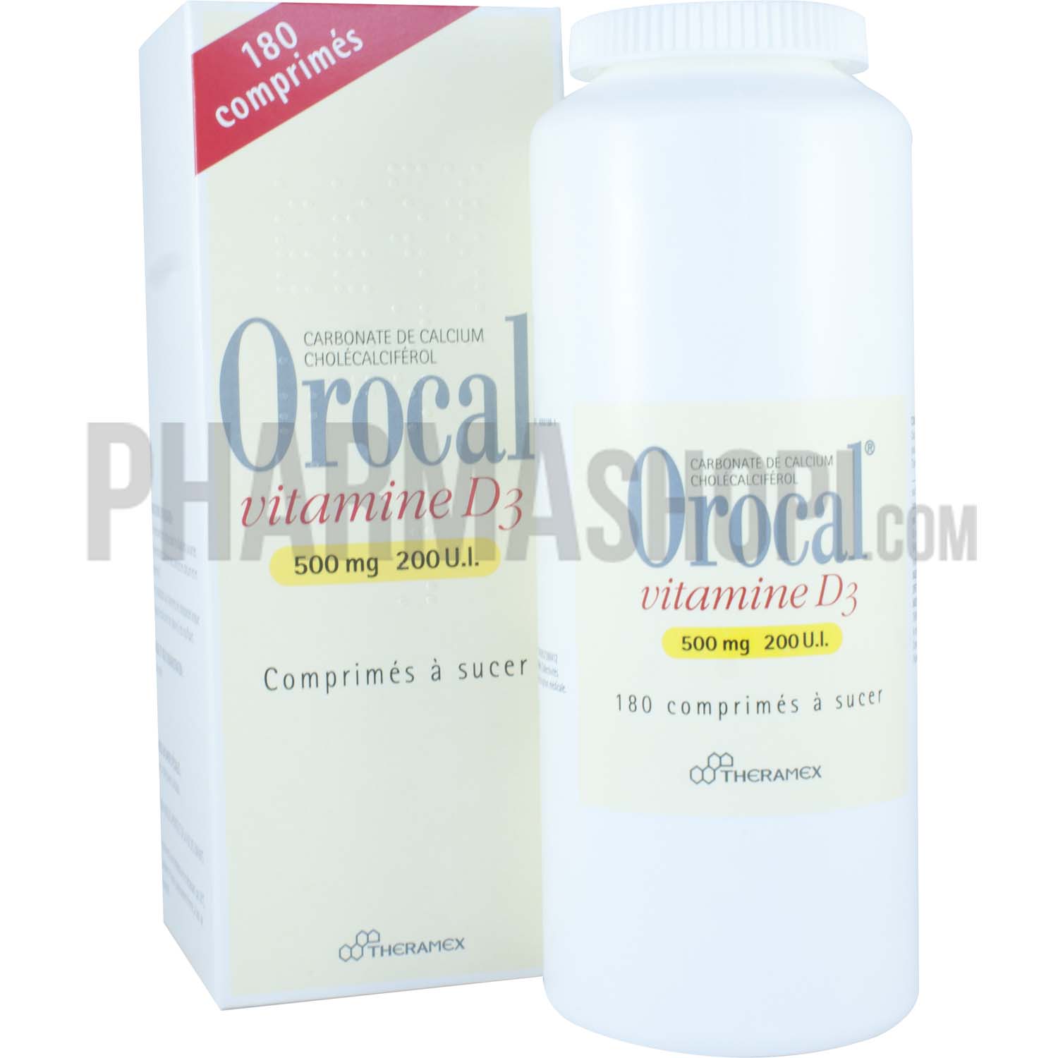Orocal Vitamine D3 500mg/200 U.I - 180 comprimés à sucer