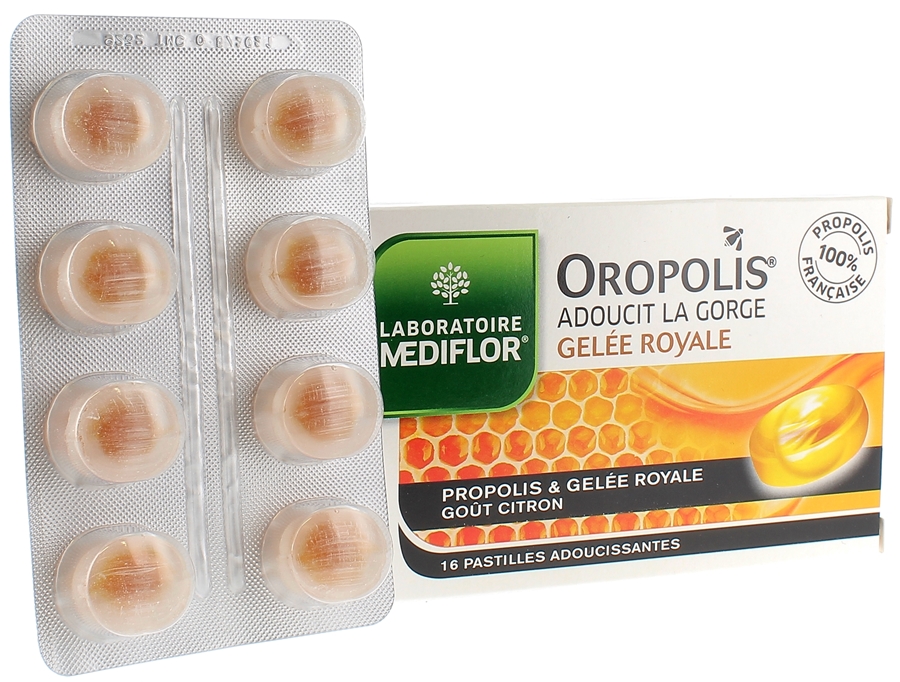 Oropolis coeur liquide gelée royale Mediflor - boîte de 16 pastilles