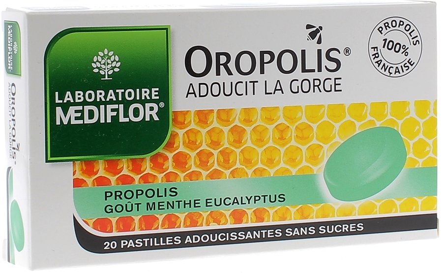 Oropolis pastille adoucissantes menthe pour le gorge Mediflor - boite de 20 pastilles